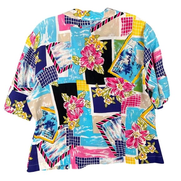 Vintage Womens Casual Corner Silk Camp Shirt Large Boho Retro Hawaiian 80's - Picture 2 of 4